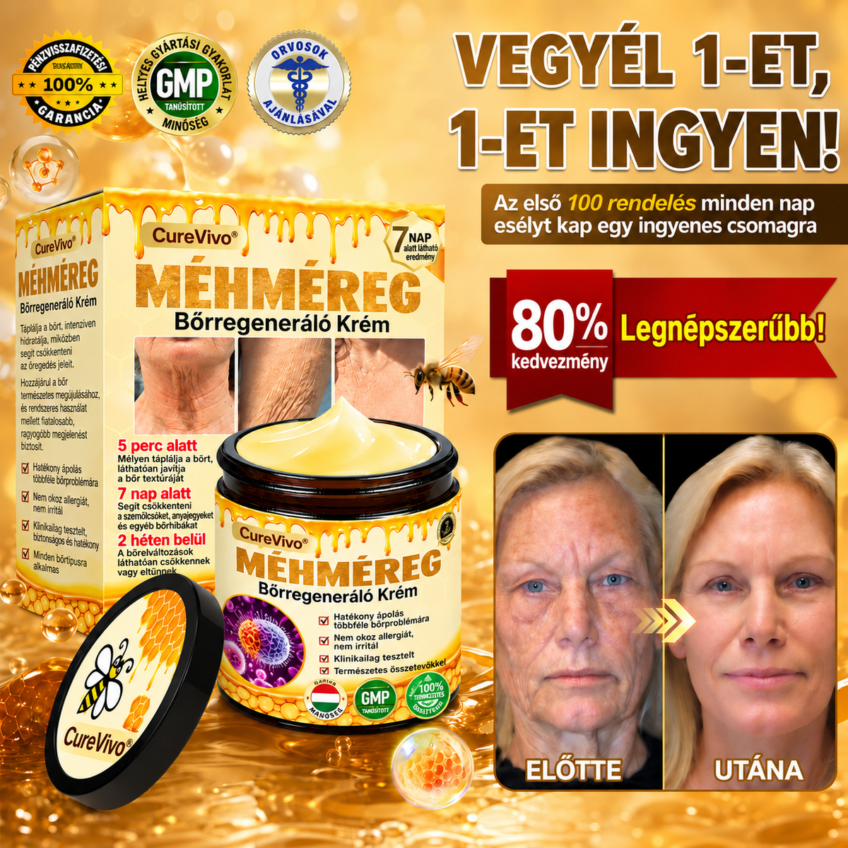 🔥Hivatalos Márkabolt 丨 CureVivo® Méhméreg Pro Komplex Krém — Bőrfeszesítés minden bőrtípusra