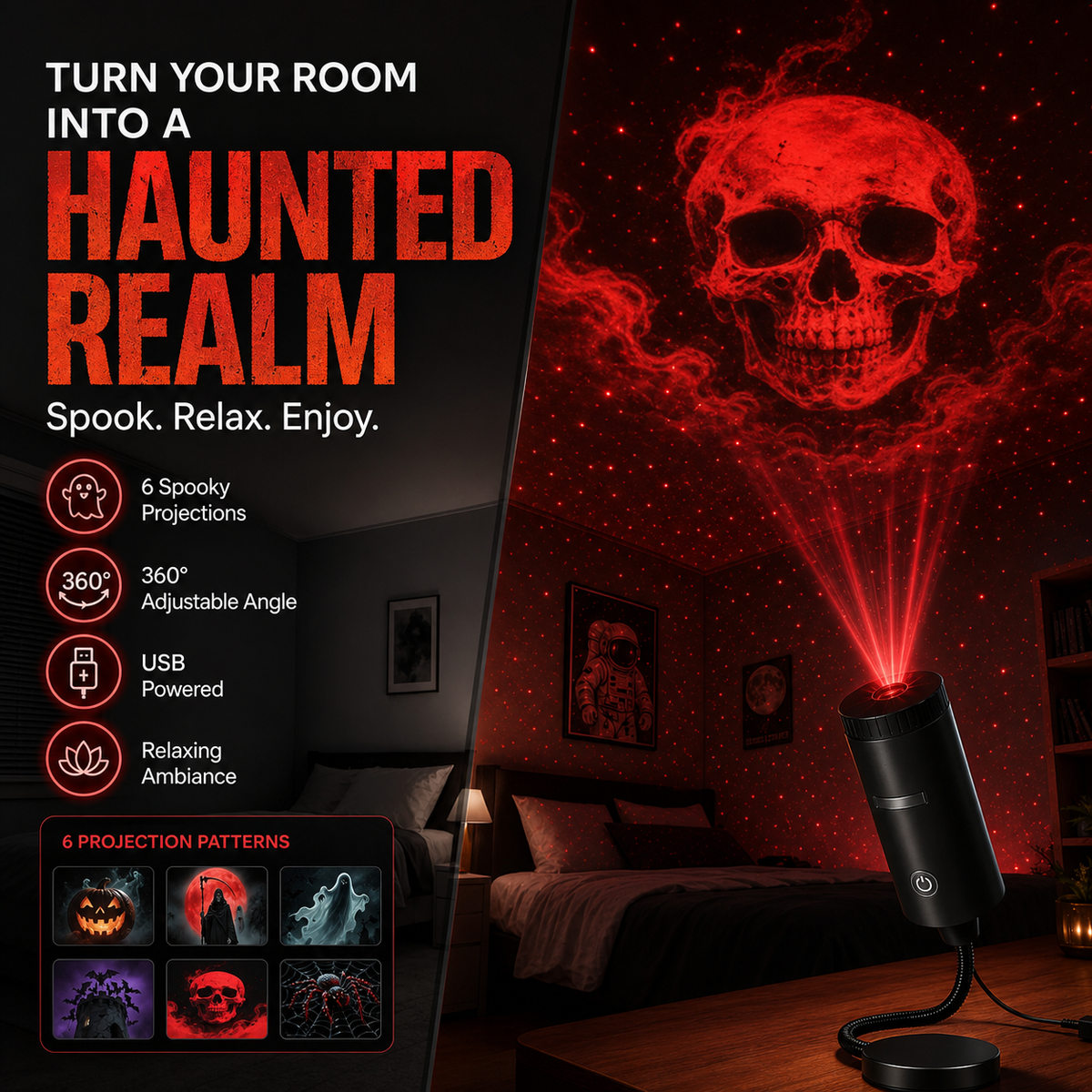 Bekapcsold és használd HD Halloween horror vetítő