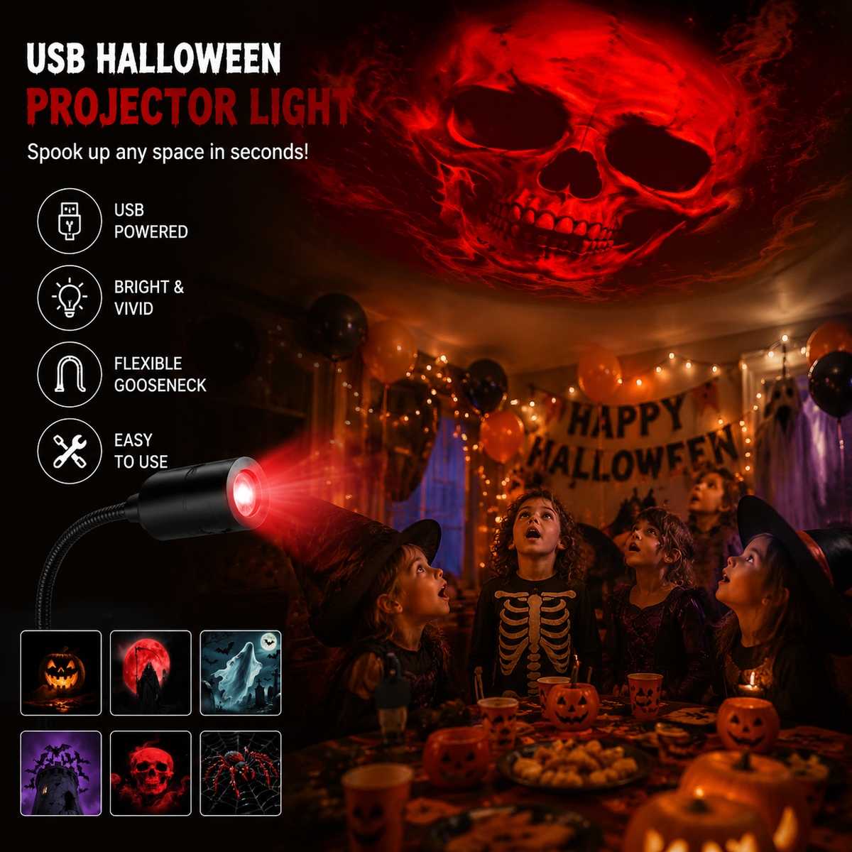 Bekapcsold és használd HD Halloween horror vetítő