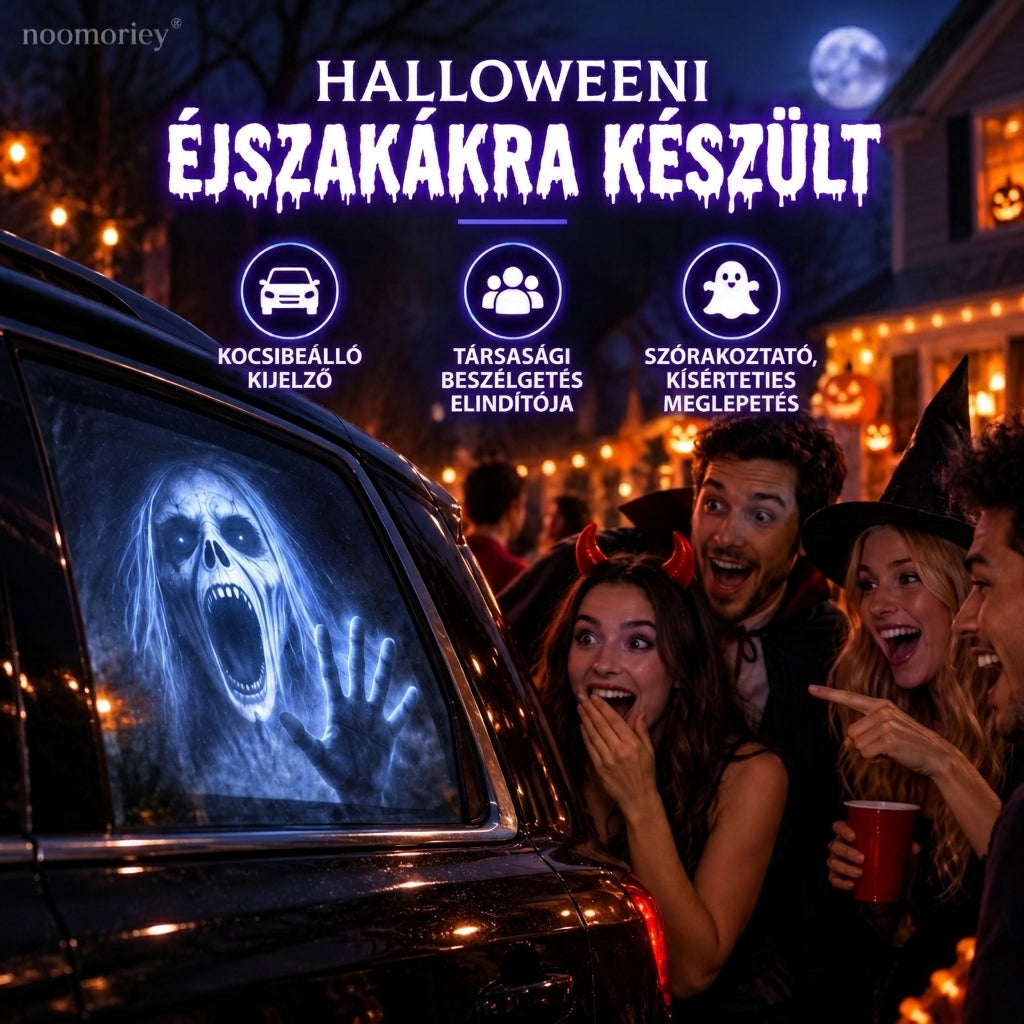 🎃 Halloween ablakvetítő 👻 16 ijesztő jelenet, USB-s ünnepi dekoráció